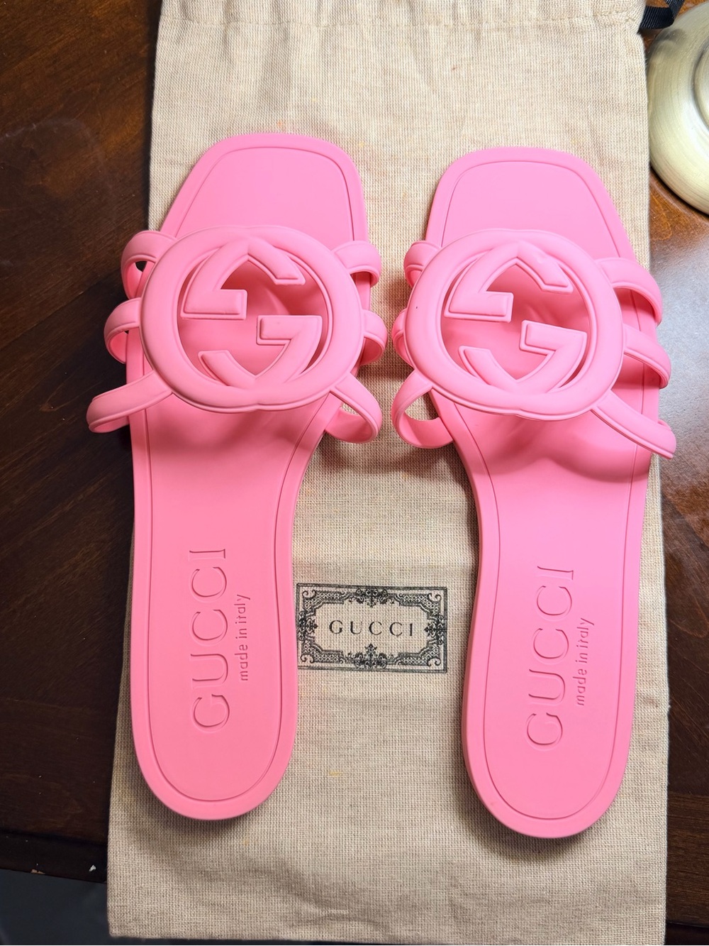 Gucci Bubblegum Pink Interlocking G Slide Sandals